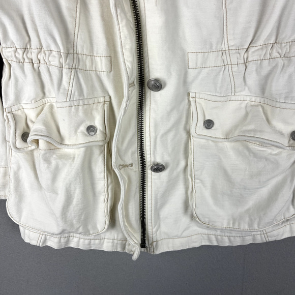 Free People Military Cargo Jacket Womens Small White Full Zip Utility Surplus - Picture 4 of 16